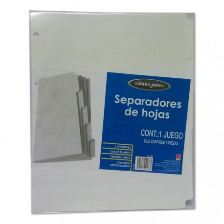 SEPARADORES WILSON JONES 5 DIVISIONES BLANCOS