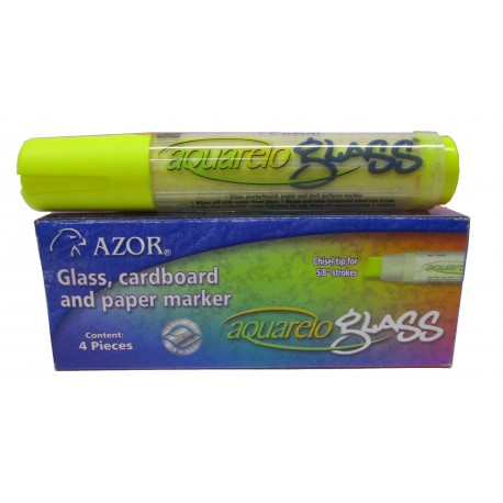 MARCADOR PARA VIDRIO AQUARELO GLASS DE AZOR COLOR AMARILLO