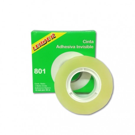 CINTA ADHESIVA INVISIBLE LEADER MODELO 801 12 MM X 33 MTS