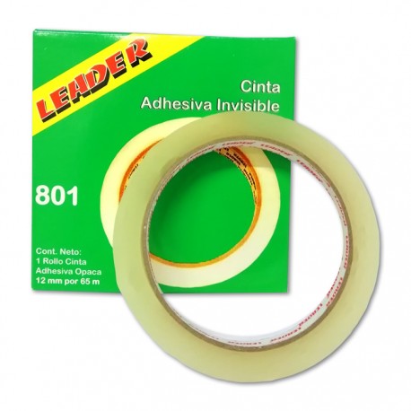 CINTA ADHESIVA INVISIBLE LEADER MODELO 801 12 MM X 65 MTS