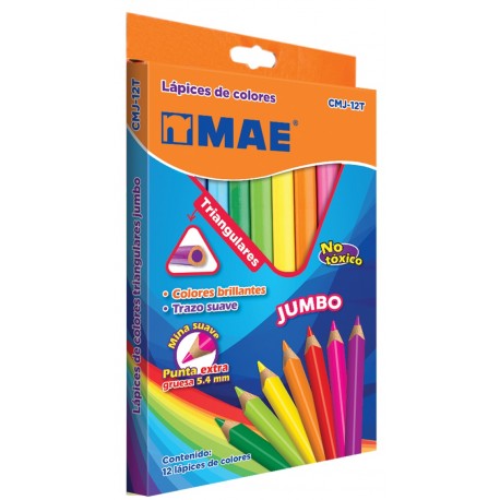 LAPICES DE COLORES JUMBO TRIANGULAR MAE CON 12 COLORES