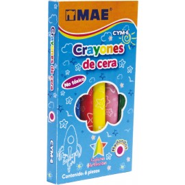 CRAYON ESCOLAR REDONDO CON 6 PIEZAS MAE