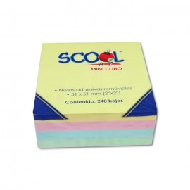 NOTAS ADHESIVAS SCOOL MINI CUBO COLORES PASTEL