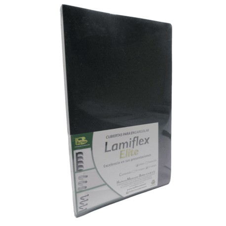 CUBIERTA PLASTICA PARA ENGARGOLAR LAMIFLEX LISA COLOR NEGRO TAMAÑO OFICIO CON 50 PIEZAS BOFLEX