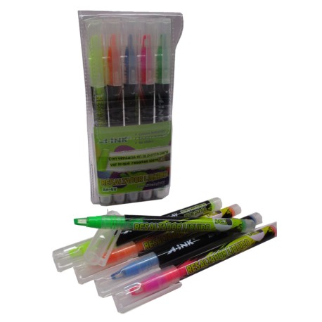 RESALTADOR DE TEXTOS A-INK SURTIDO BRILLANTE 5 COLORES