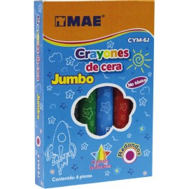 CRAYON JUMBO ESCOLAR CON 6 PIEZAS MAE