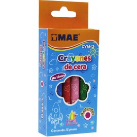 CRAYON ESCOLAR REDONDO CON 12 PIEZAS MAE