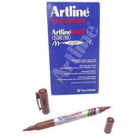 MARCADOR PERMANENTE DOBLE PUNTA CAFE ARTLINE