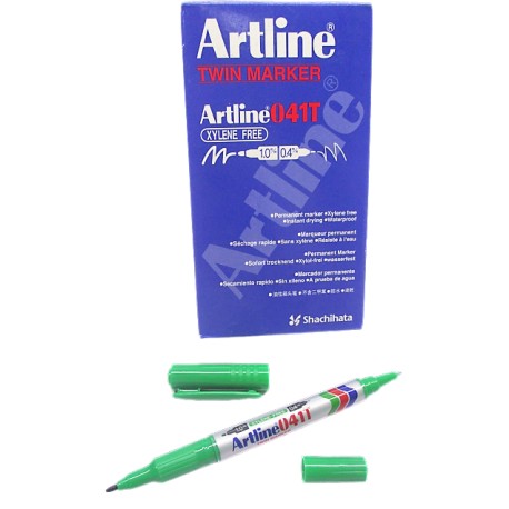 MARCADOR PERMANENTE DOBLE PUNTA VERDE ARTLINE