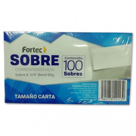 SOBRE BLANCO PARA CORRESPONDENCIA CARTA SIN VENTANA