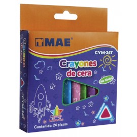 CRAYON TRIANGULAR ESCOLAR CON 24 PIEZAS MAE