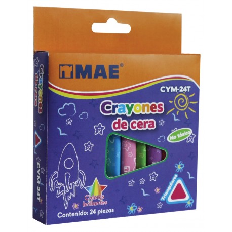 CRAYON TRIANGULAR ESCOLAR CON 24 PIEZAS MAE