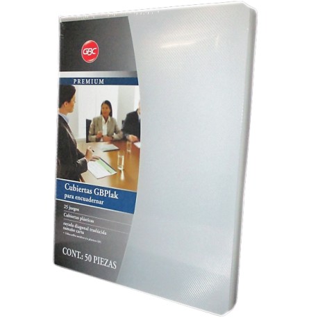 CUBIERTA PLASTICA CARTA GBC PREMIUM RAYADO CRISTAL