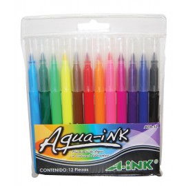 PLUMINES BASE AGUA 12 COLORES SURTIDOS A-INK