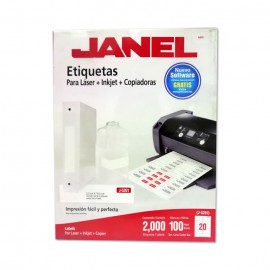 ETIQUETAS BLANCAS PARA LASER JANEL CON 100 HOJAS