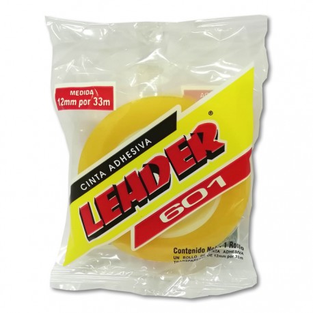 CINTA ADHESIVA TRANSPARENTE LEADER MODELO 601 12 MM X 33 MTS