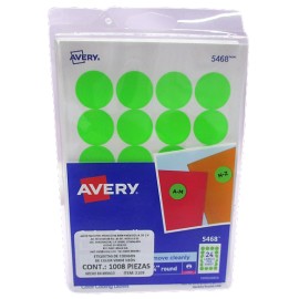 ETIQUETA ADHESIVA AVERY CIRCULAR REMOBIBLE VERDE NEON