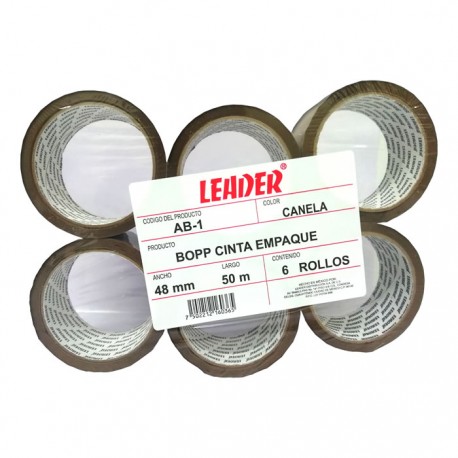 CINTA DE EMPAQUE CANELA LEADER 48 MM X 50 MTS