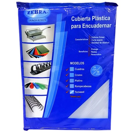 CUBIERTA PLASTICA KRISTAL TAMAÑO CARTA CON 50 PIEZAS ZEBRA