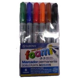 MARCADOR PERMANENTE PARA FOAMI DOBLE PUNTA 6 COLORES