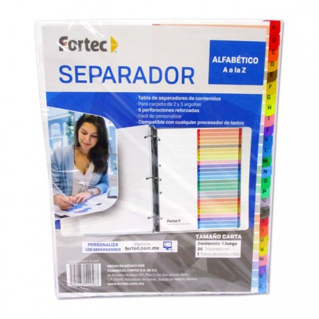 SEPARADORES FORTEC ALFABETICO A-Z