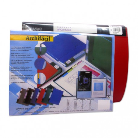 CARPETA ARCHI FACIL POLIDEX COLOR ROJO CON 40 MICAS