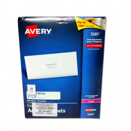 ETIQUETAS BLANCAS PARA LASER AVERY DE 2.5 X 10.2 5261