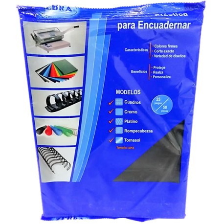 CUBIERTA PLASTICA AZUL MARINO TAMAÑO CARTA CON 50 PIEZAS ZEBRA