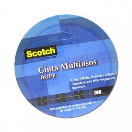 CINTA ADHESIVA TRANSPARENTE BOPP 3M 24 MM X 65 MTS