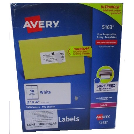 ETIQUETAS BLANCAS PARA LASER AVERY 5163