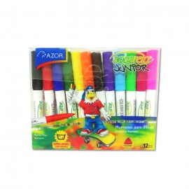 MARCADOR BASE DE AGUA AQUARELO JUNIOR CON 12 COLORES