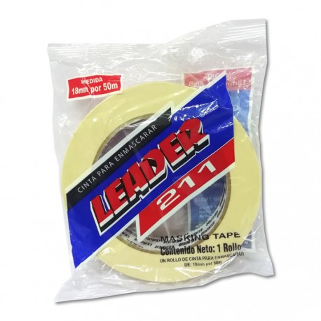 CINTA MASKING TAPE LEADER MODELO 211 18 MM X 50 MTS