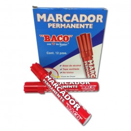 MARCADOR PERMANENTE ROJO BACO