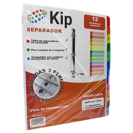 SEPARADORES KIP 12 DIVISIONES CON NUMERO